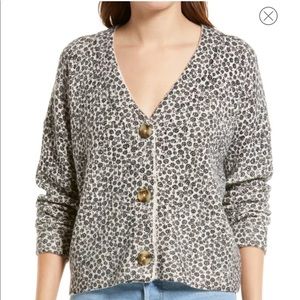 Madewell beige and black flowered sweater